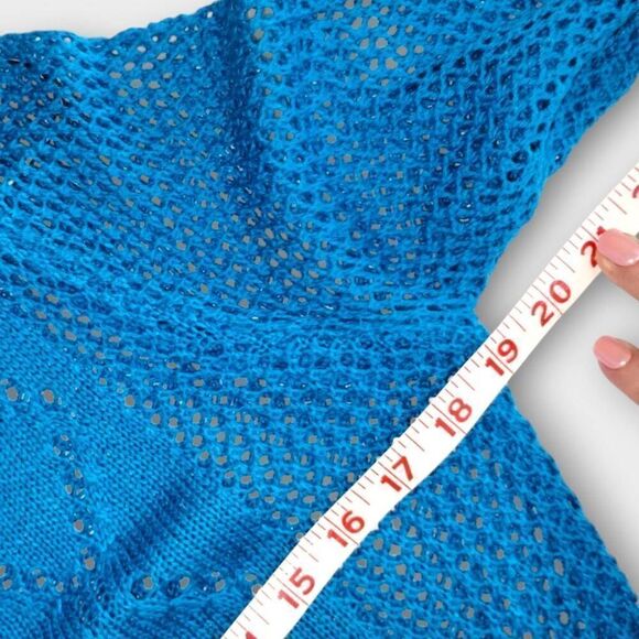 Kingspinner Womens Coverup Sz‎ Medium Crochet Knit Swim Beach Dress Turquoise - Picture 12 of 13